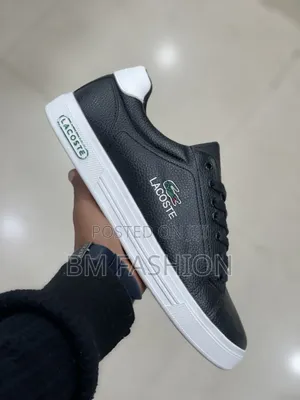 Black Tumbled Leather Lacoste Casual Sneakers
