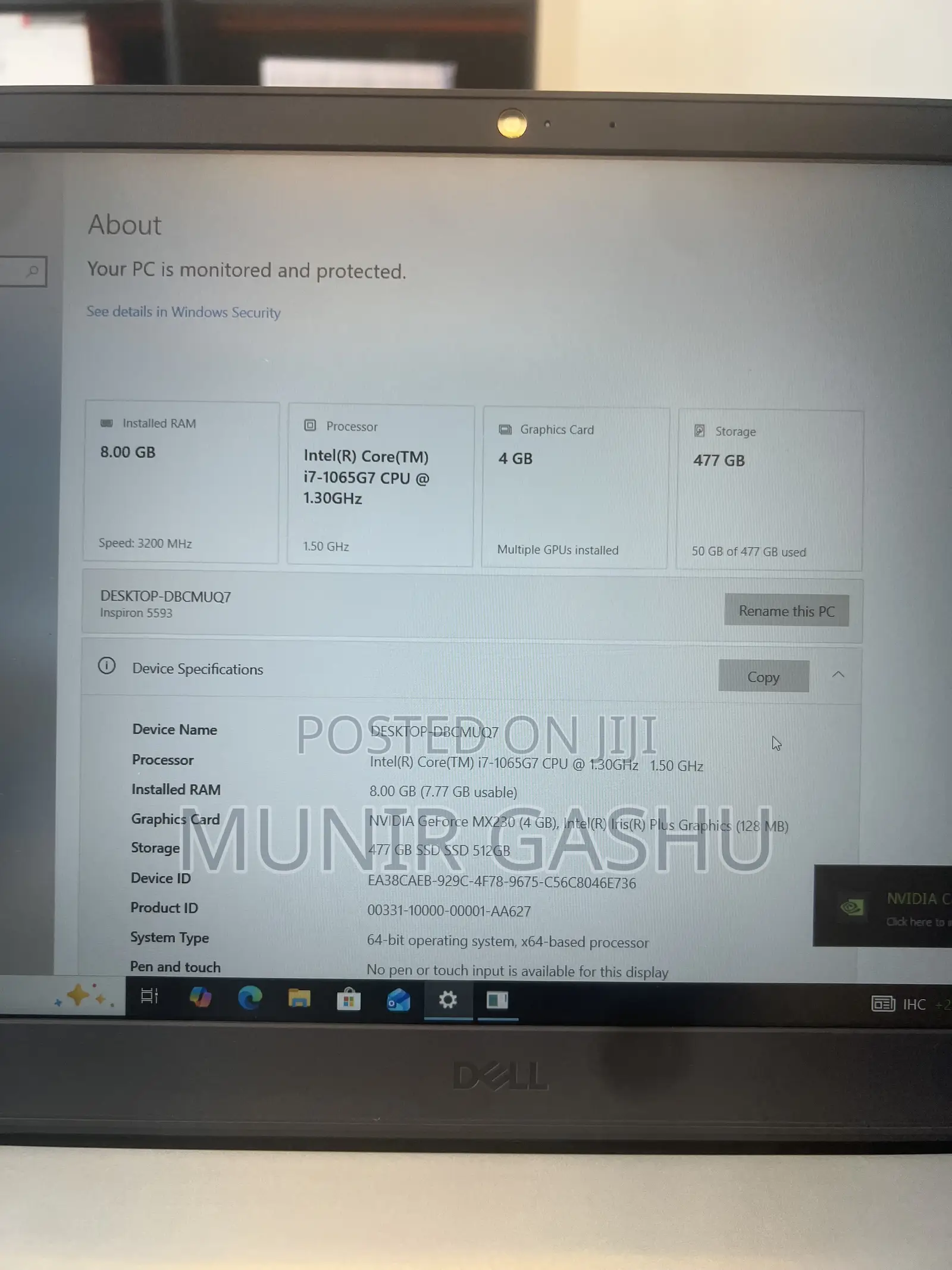Laptop Dell Inspiron 15 8GB Intel Core i7 SSD 512GB