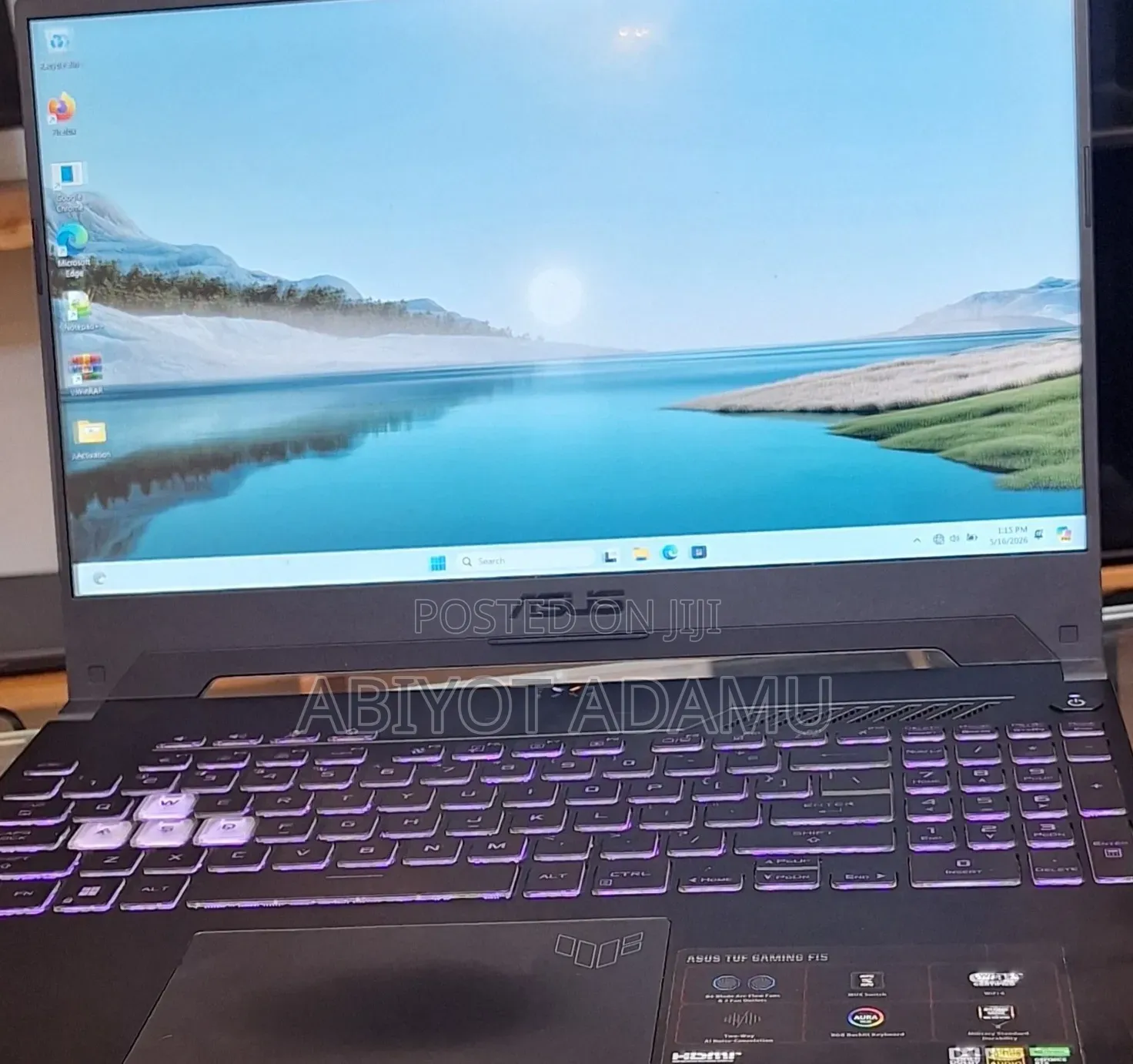 New Laptop Asus TUF Gaming F15 16GB Nvidia SSD 512GB