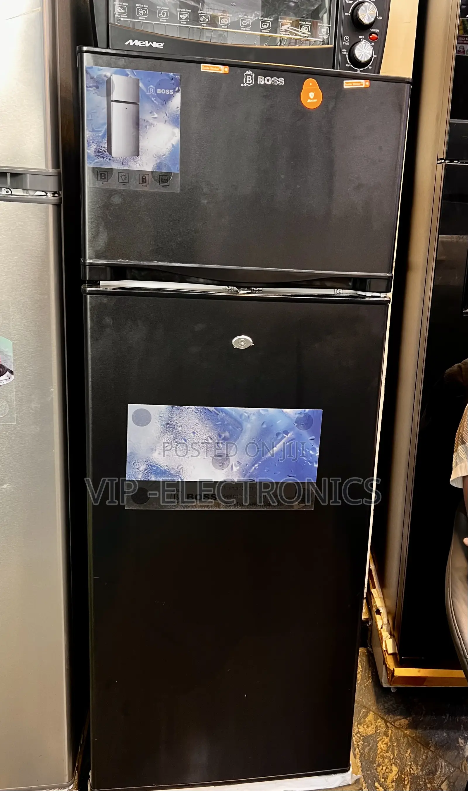 BOSS Refrigerator 350 Double-Door Top-Freezer – Black VIP Electronics