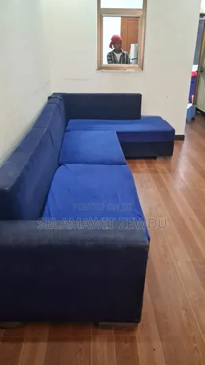 Sofa Blue Navy L Shape