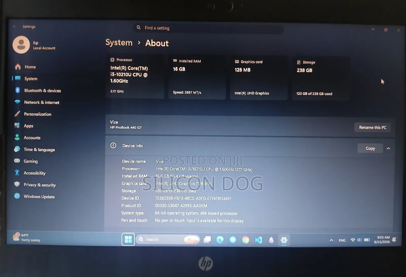 Laptop HP ProBook 440 G7 16GB Intel Core i5 SSD 256GB