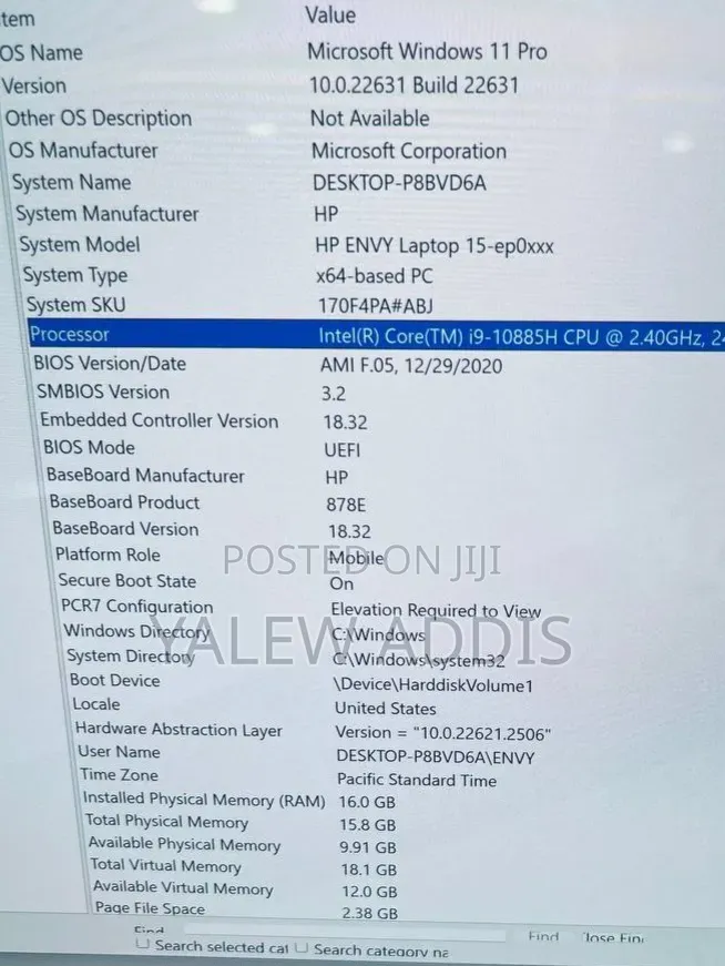 New Laptop HP Envy 15 16GB Intel Core i9 SSD 1T
