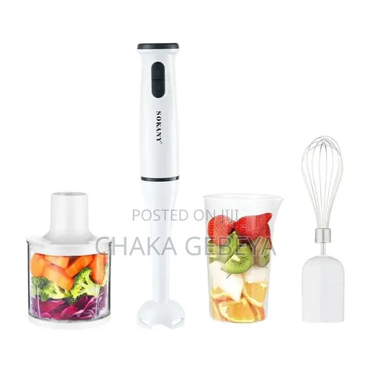 SOKANY 4-in-1 Hand Blender - 300W, Whisk, Chopper, 1000ml Jug