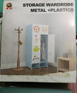 ዘመናዊ ተገጣጣሚ የልብስ ቁምሳጥን Plastic and Metal Storage Wardrobe