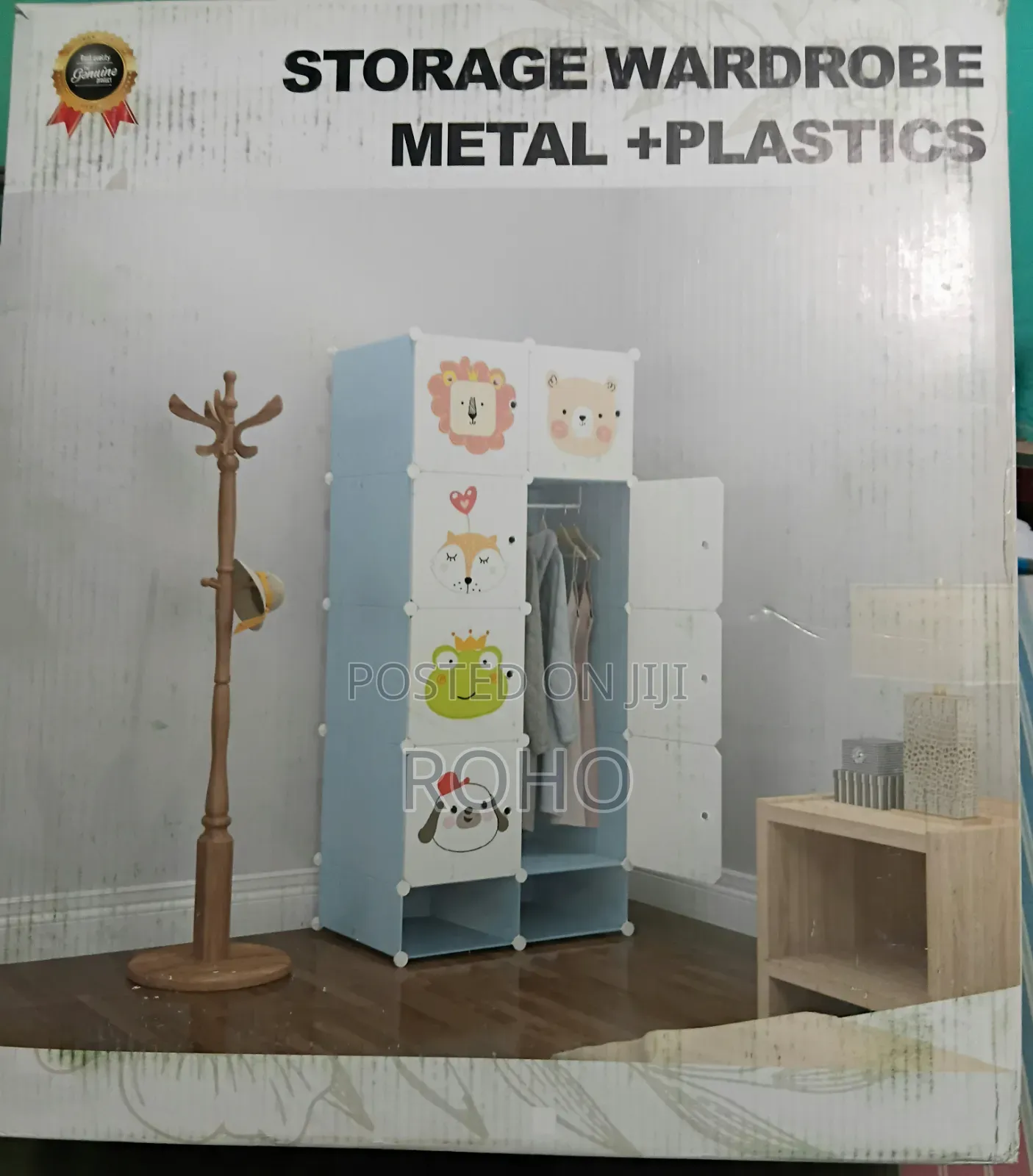 ዘመናዊ ተገጣጣሚ የልብስ ቁምሳጥን Plastic and Metal Storage Wardrobe
