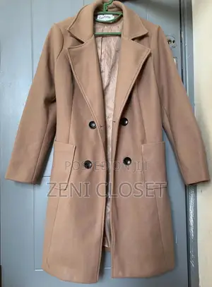 Chouyatou Women’s Elegant Double-Breasted Wool Blend Coat – Brand New