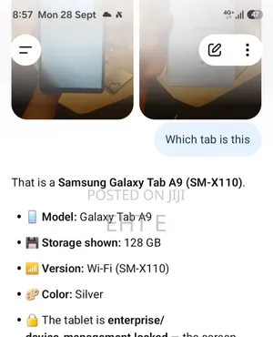 New Samsung Galaxy Tab A9 128 GB Silver