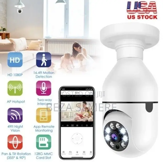 E27 Bulb Camera With Full Color Night Vision Motion Alerts