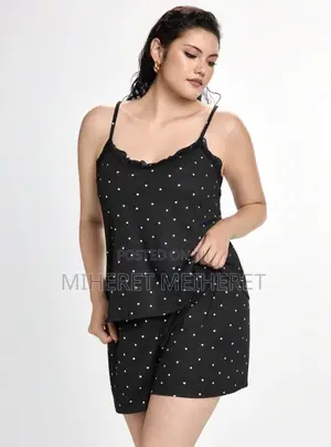 Slumbrini Plus Size Women Pajama Set, Knit Ribbed Striped Heart Print