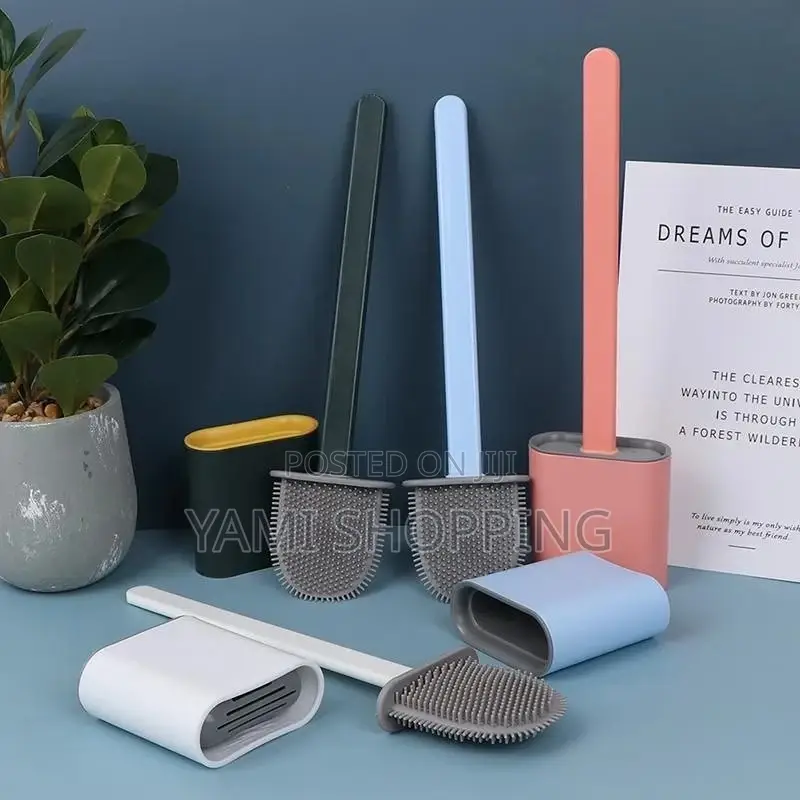 Wall-Mounted Toilet Cleaning Brush With Brush Holder