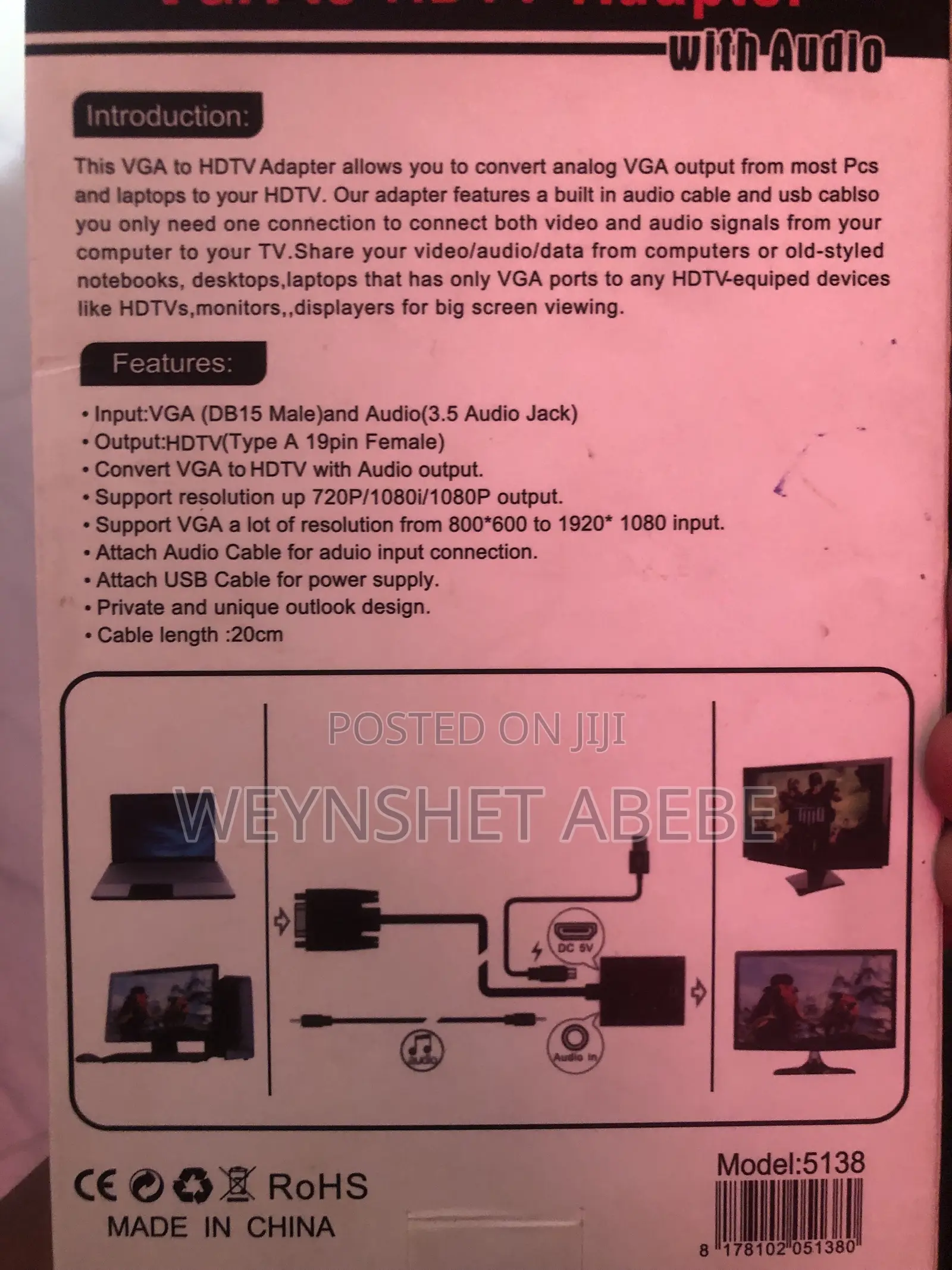 VGA to HDMI Converter Adapter With Audio