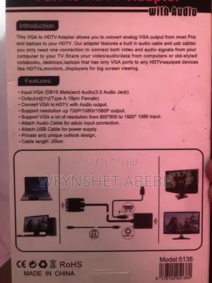 VGA to HDMI Converter Adapter With Audio