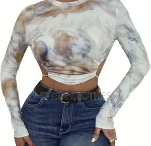Cut-Out Waist Long Sleeve Crop Top - Brand New