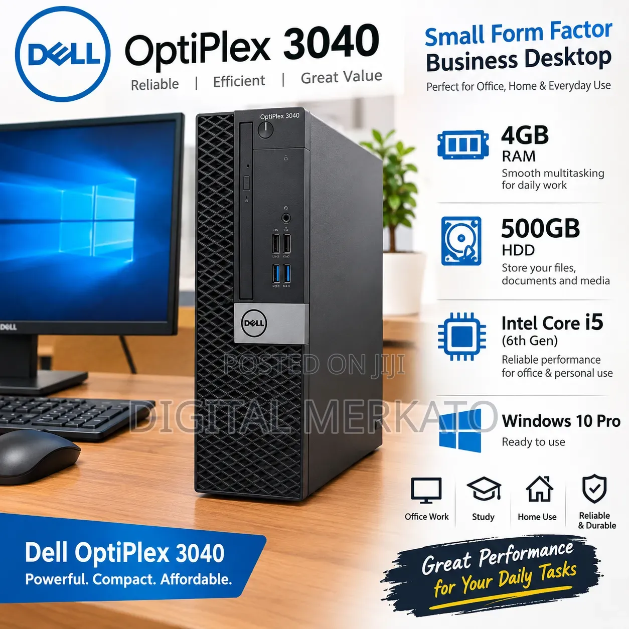 Desktop Computer Dell Optiplex 3040 4GB Intel Core i5 HDD 500GB