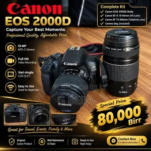 2000d Camera With 18-55mm and 75-300 Mm Lens