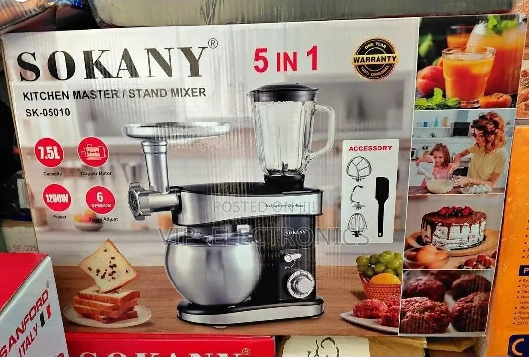 SOKANY Kitchen Master Stand Mixer 5-in-1 – 7.5L, 1200W, 6-Speed