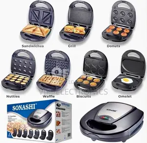 SONASHI Snack Maker – Sandwich Multi-Plate 7-in-1 Waffle, Grill More
