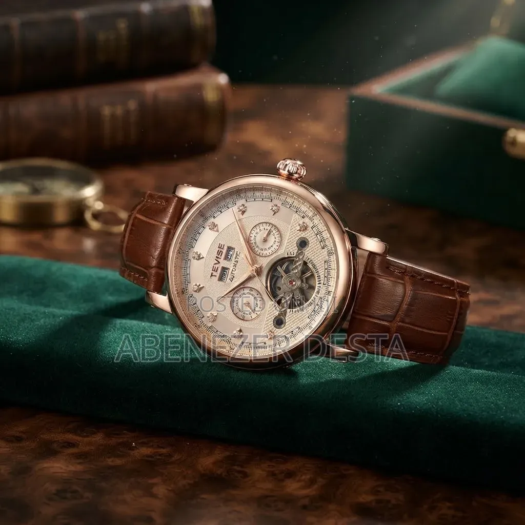 Tevise Leather Automatic Luxury Watch Mens Watch