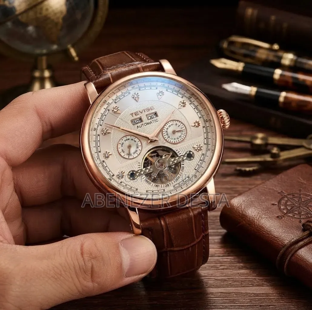 Tevise Leather Automatic Luxury Watch Mens Watch