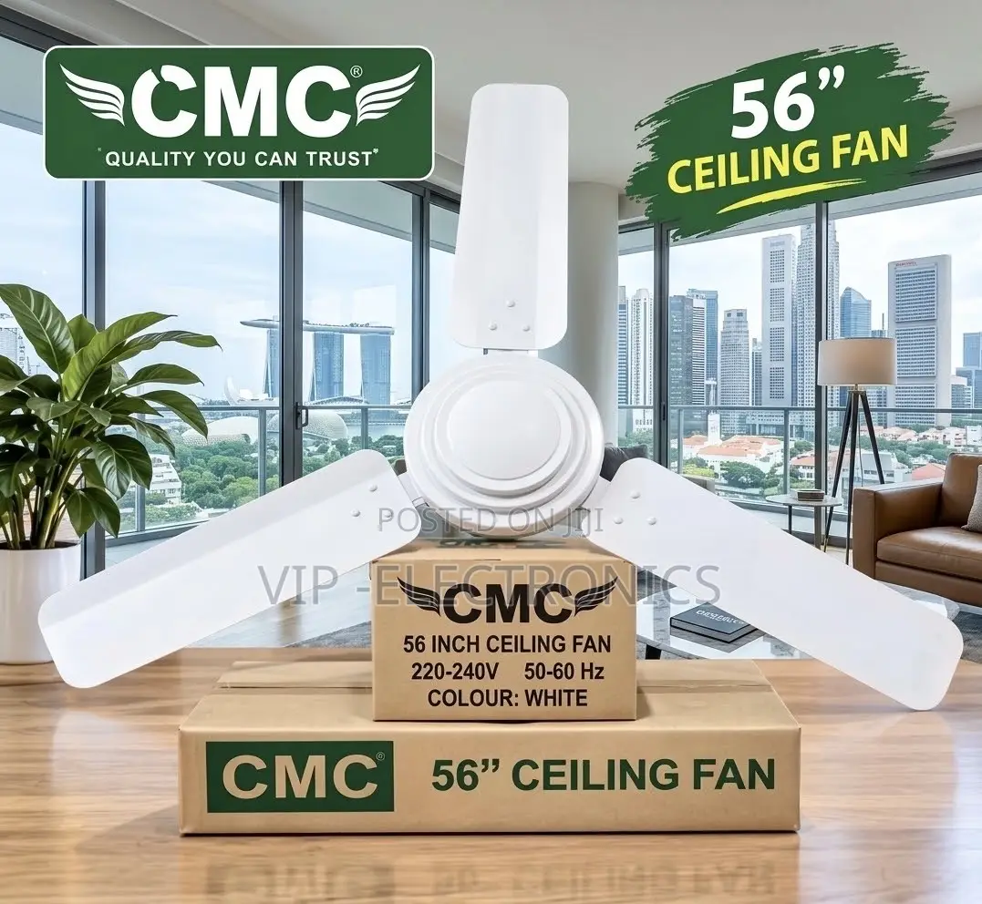 CMC Ceiling Fan 56-Inch – White, 220–240V, 50–60Hz VIP Electronics