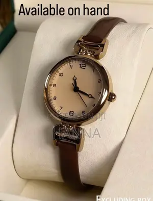 Women's Elegant Rose Gold Brown Leather Strap Quartz Watch