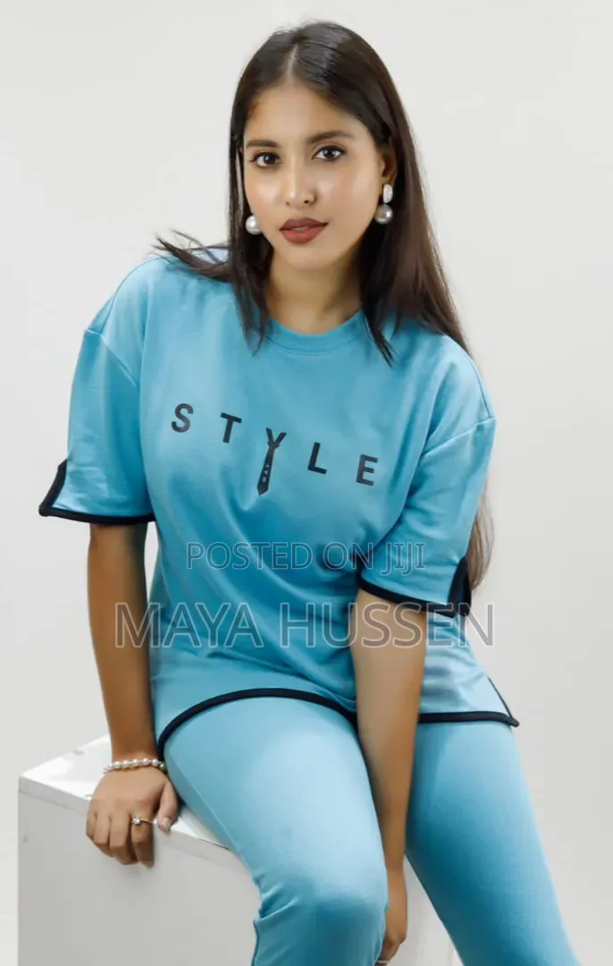 Stylish Sky-Blue 2-Piece Set for Women