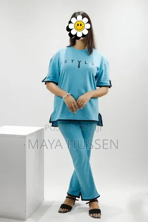 Stylish Sky-Blue 2-Piece Set for Women
