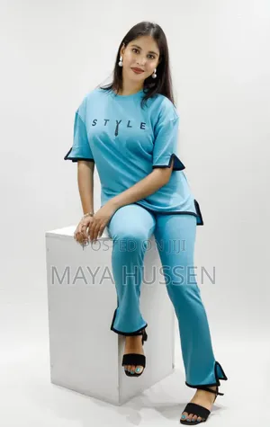 Stylish Sky-Blue 2-Piece Set for Women