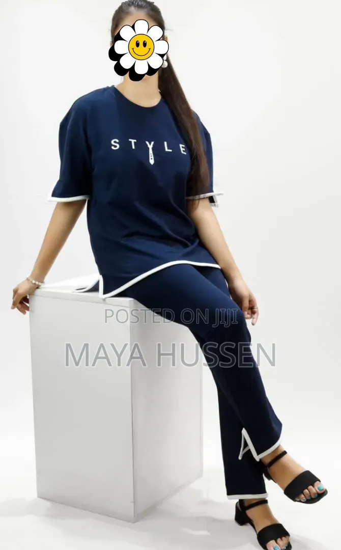Stylish Women's Navy Blue 2-Piece Set