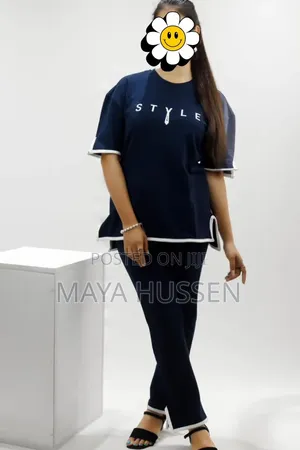 Stylish Women's Navy Blue 2-Piece Set