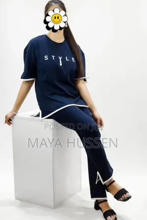 Stylish Women's Navy Blue 2-Piece Set