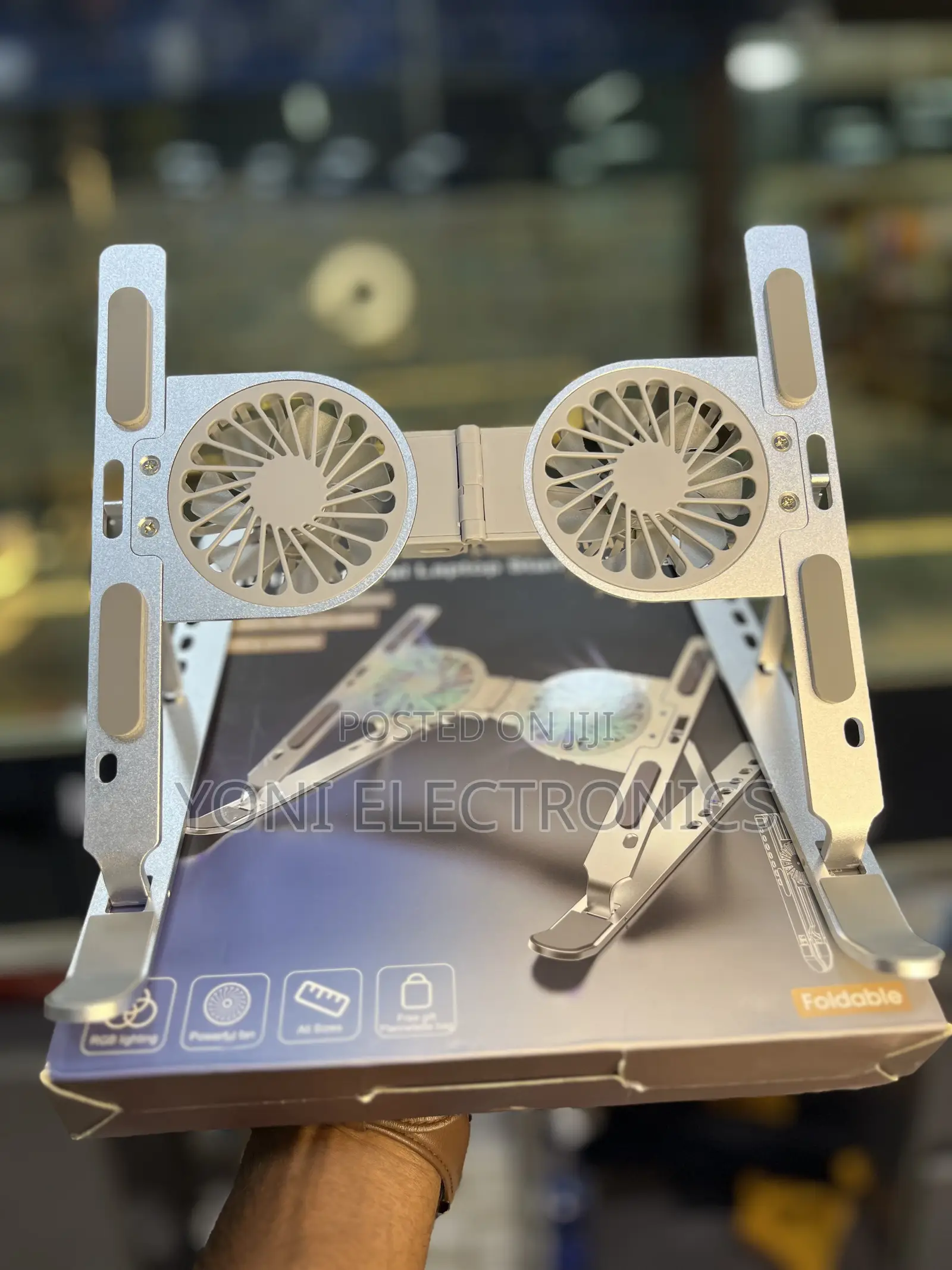 Foldable Aluminum Laptop Cooling Stand With Dual RGB Fans