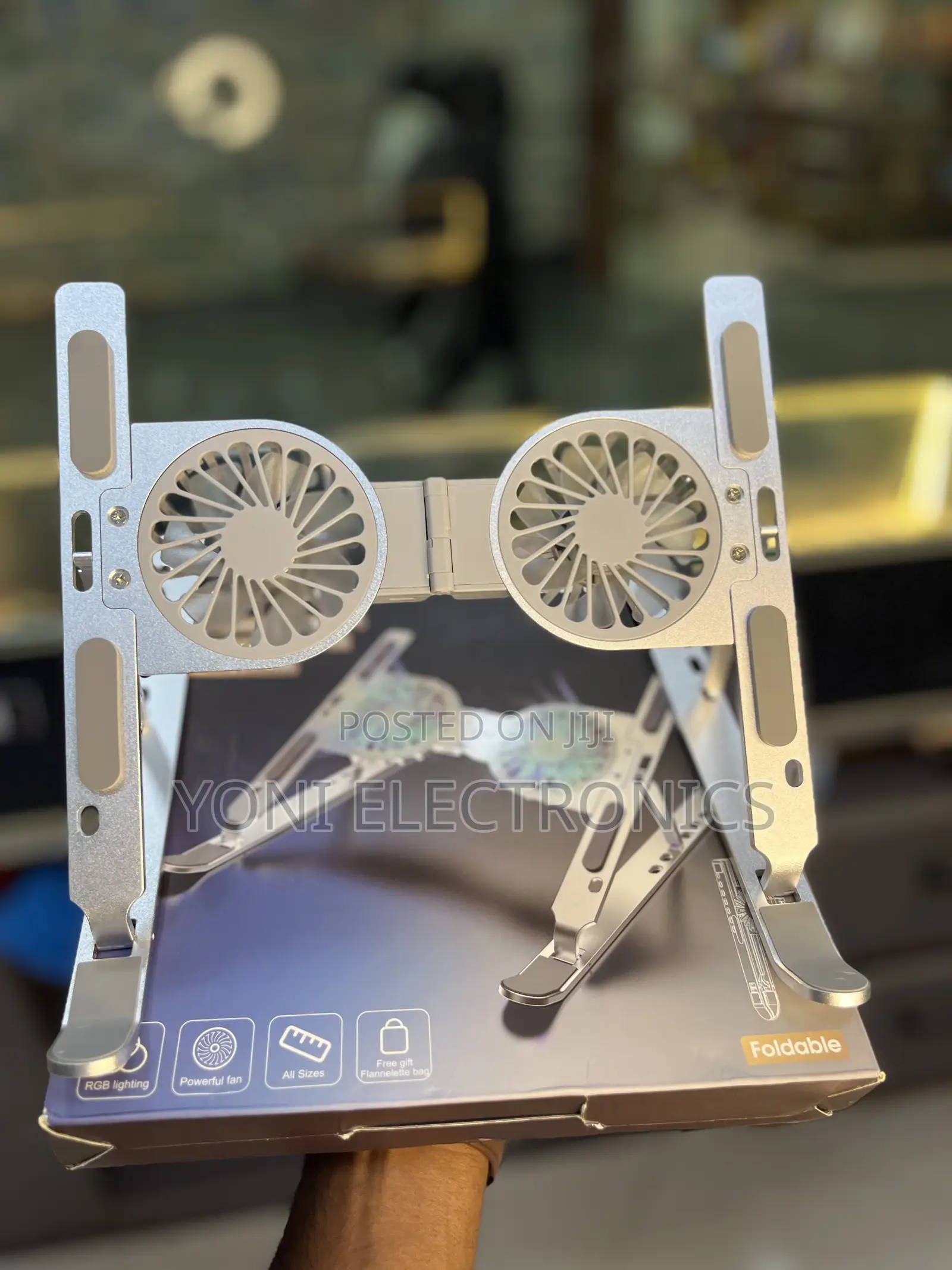 Foldable Aluminum Laptop Cooling Stand With Dual RGB Fans