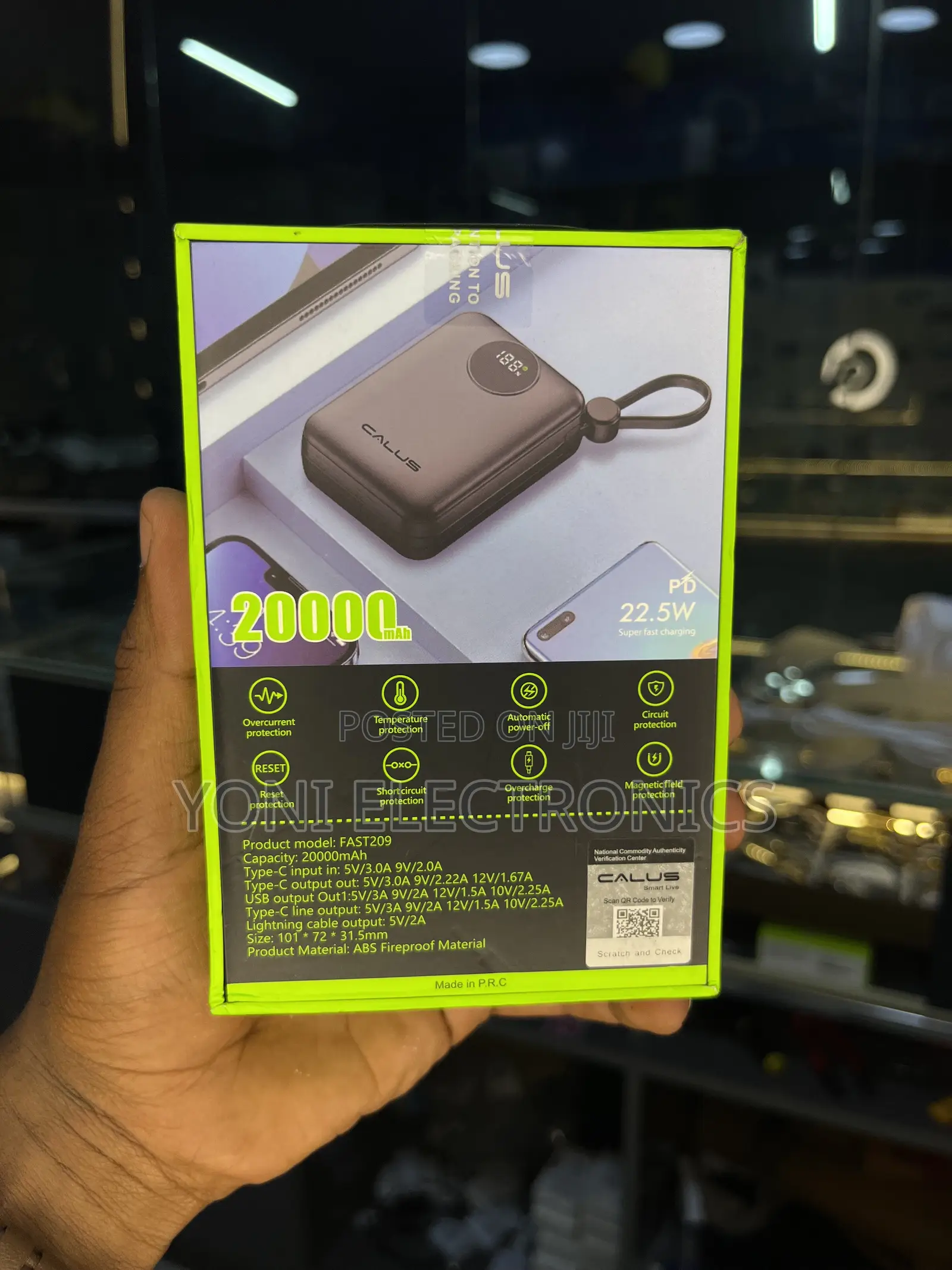 CALUS FAST209 20,000mAh 22.5W Fast Charging Power Bank With Built-In