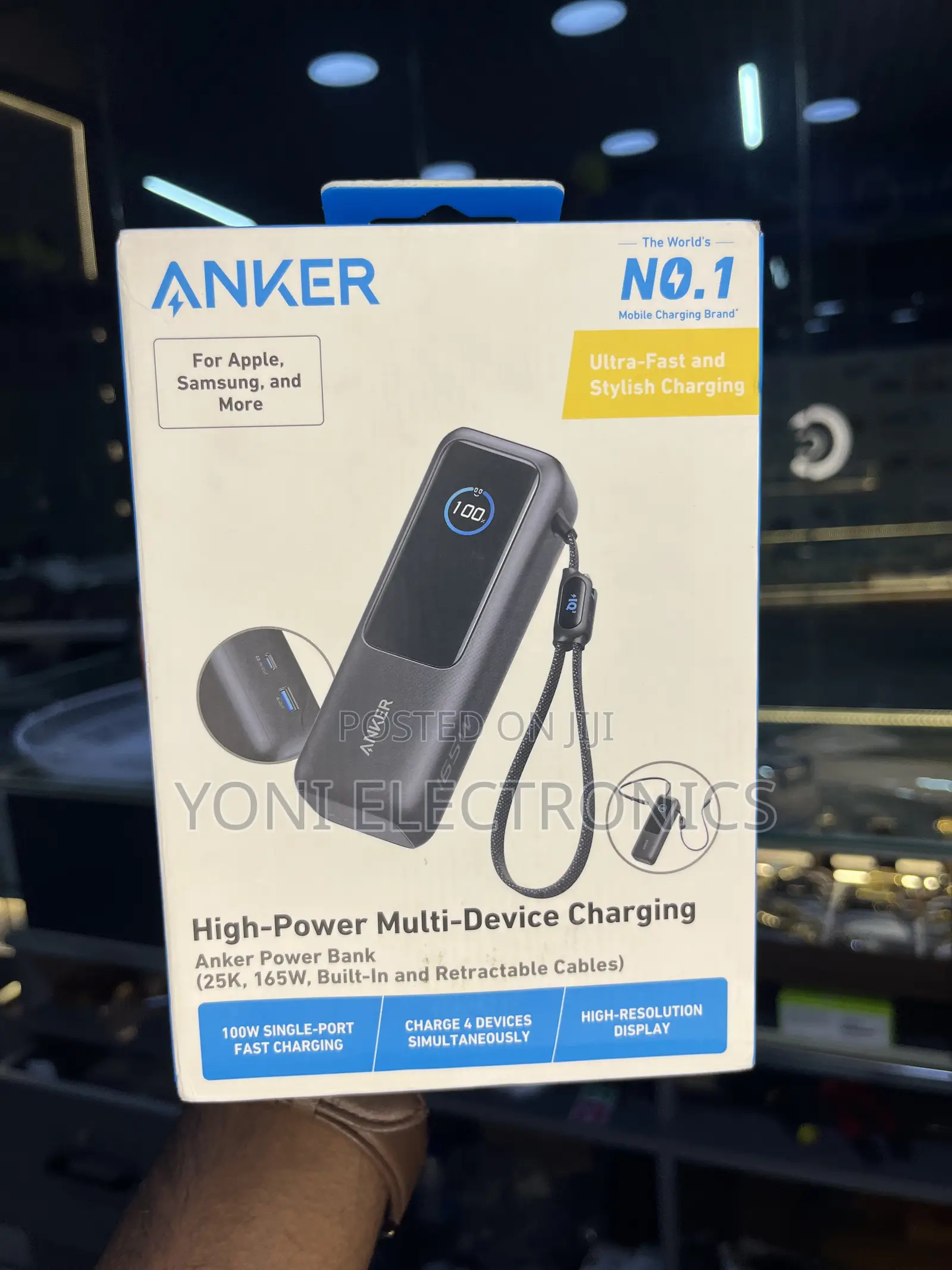 Anker 165W 25,000mAh Power Bank With Retractable Cables