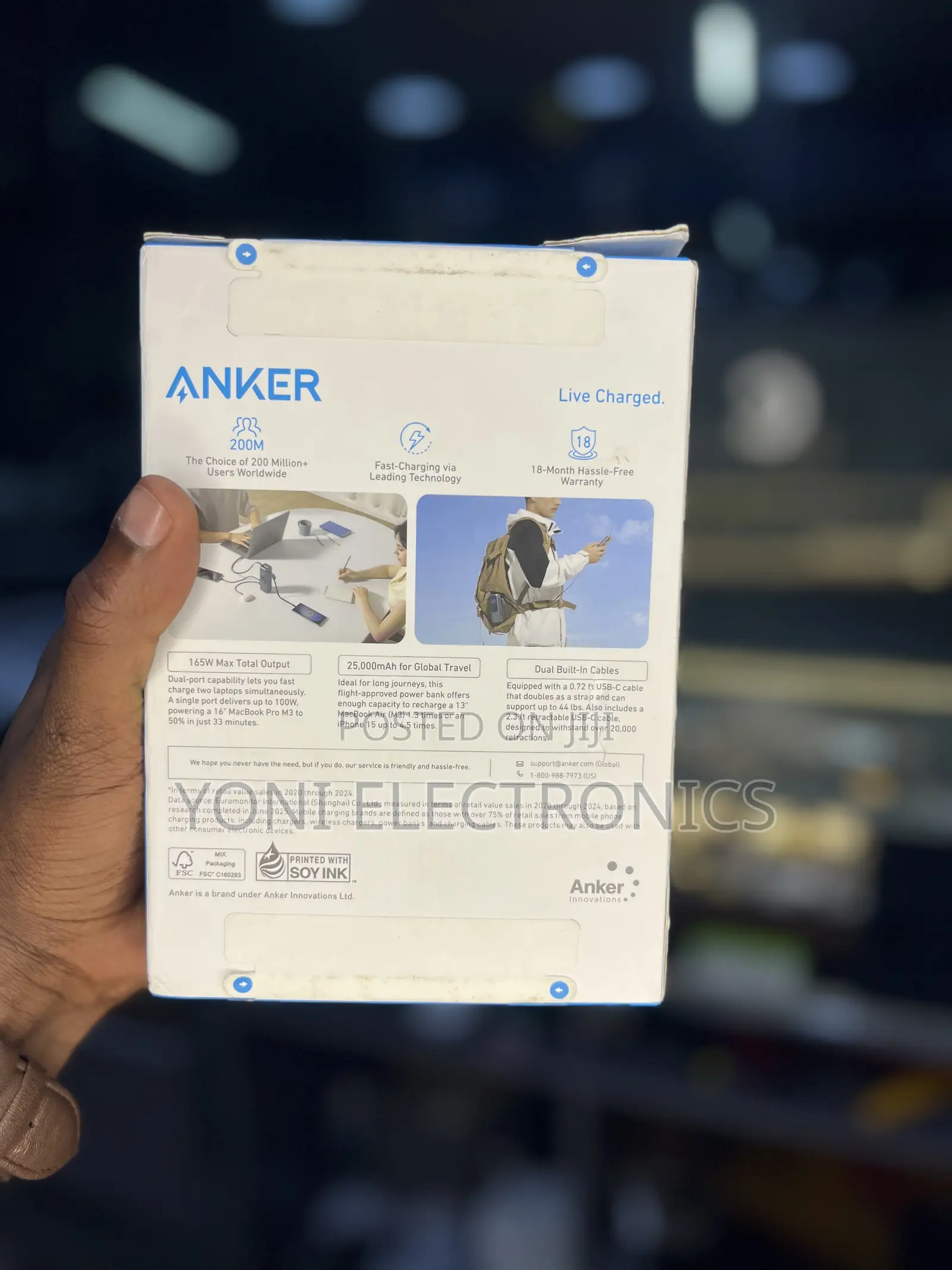 Anker 165W 25,000mAh Power Bank With Retractable Cables