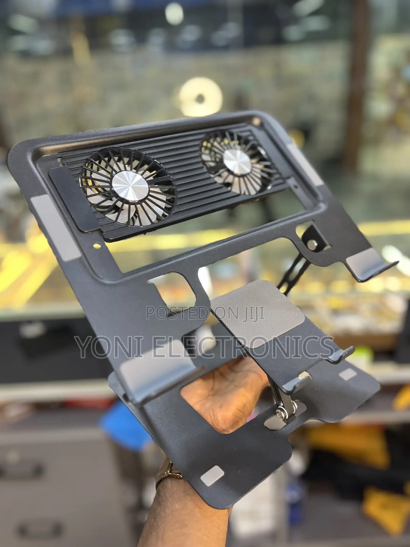 Foldable Laptop Stand With Dual Cooling Fans and Phone Mount