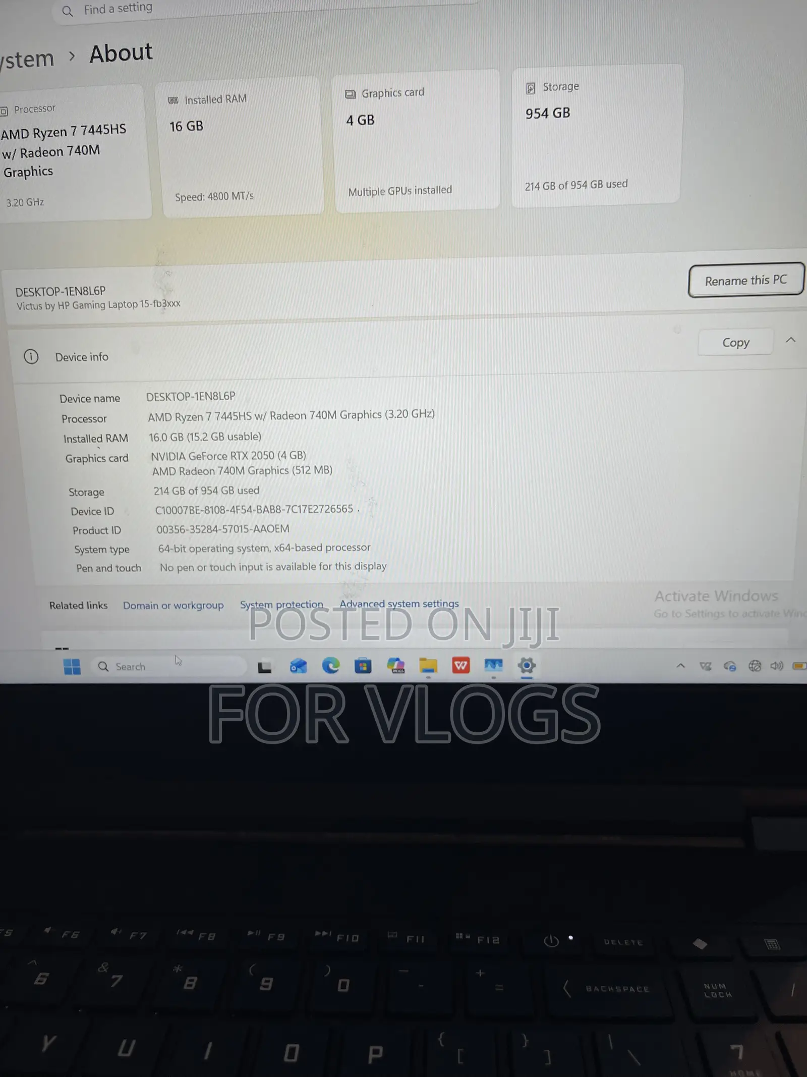 Desktop Computer HP Victus 15L 16GB Nvidia SSD 1T