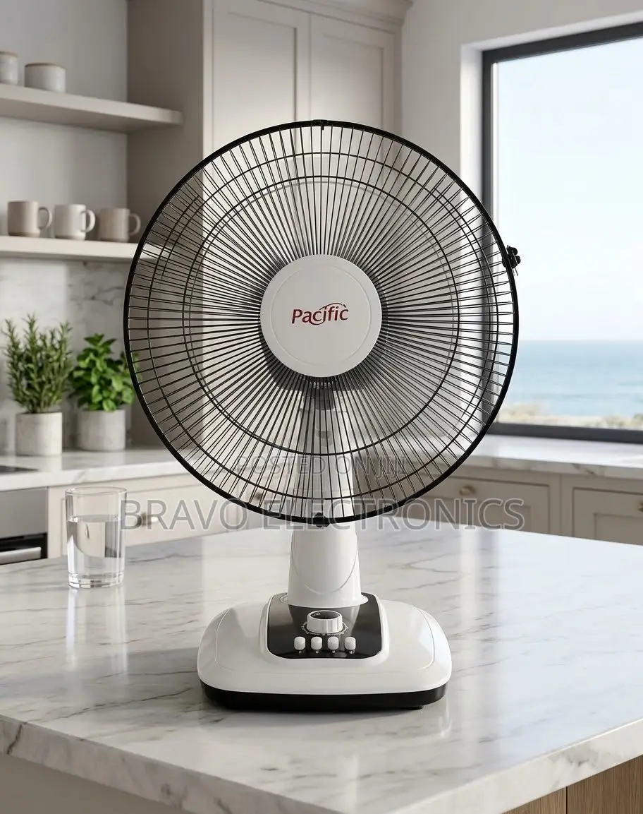 Pacific 16-Inch 3-Speed Electric Table Fan With Push-Button Control