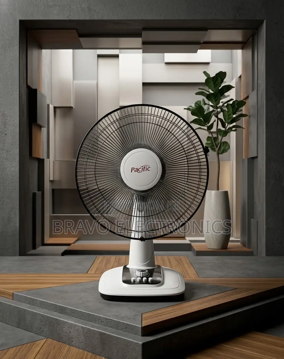 Pacific 16-Inch 3-Speed Electric Table Fan With Push-Button Control