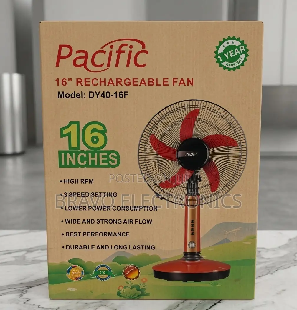 Pacific 16” Rechargeable Fan (Model DY40- New Model Arrival