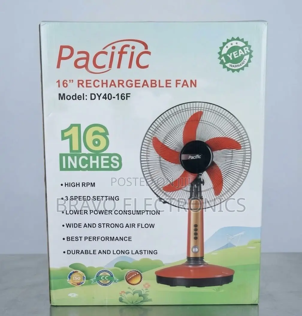 Pacific Rechargeable Fan 16 Inch Stay Cool Anytime With the Pacific