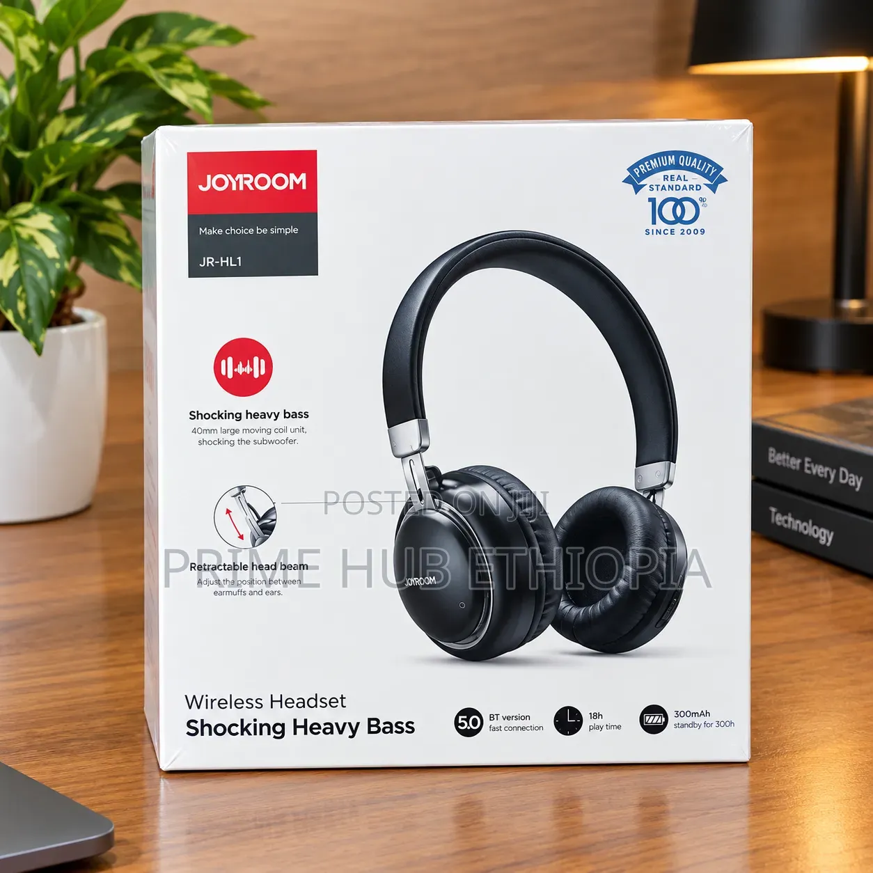 Joyroom JR-HL1 Wireless Over-Ear Headset in Black 18-Hour Battery Life