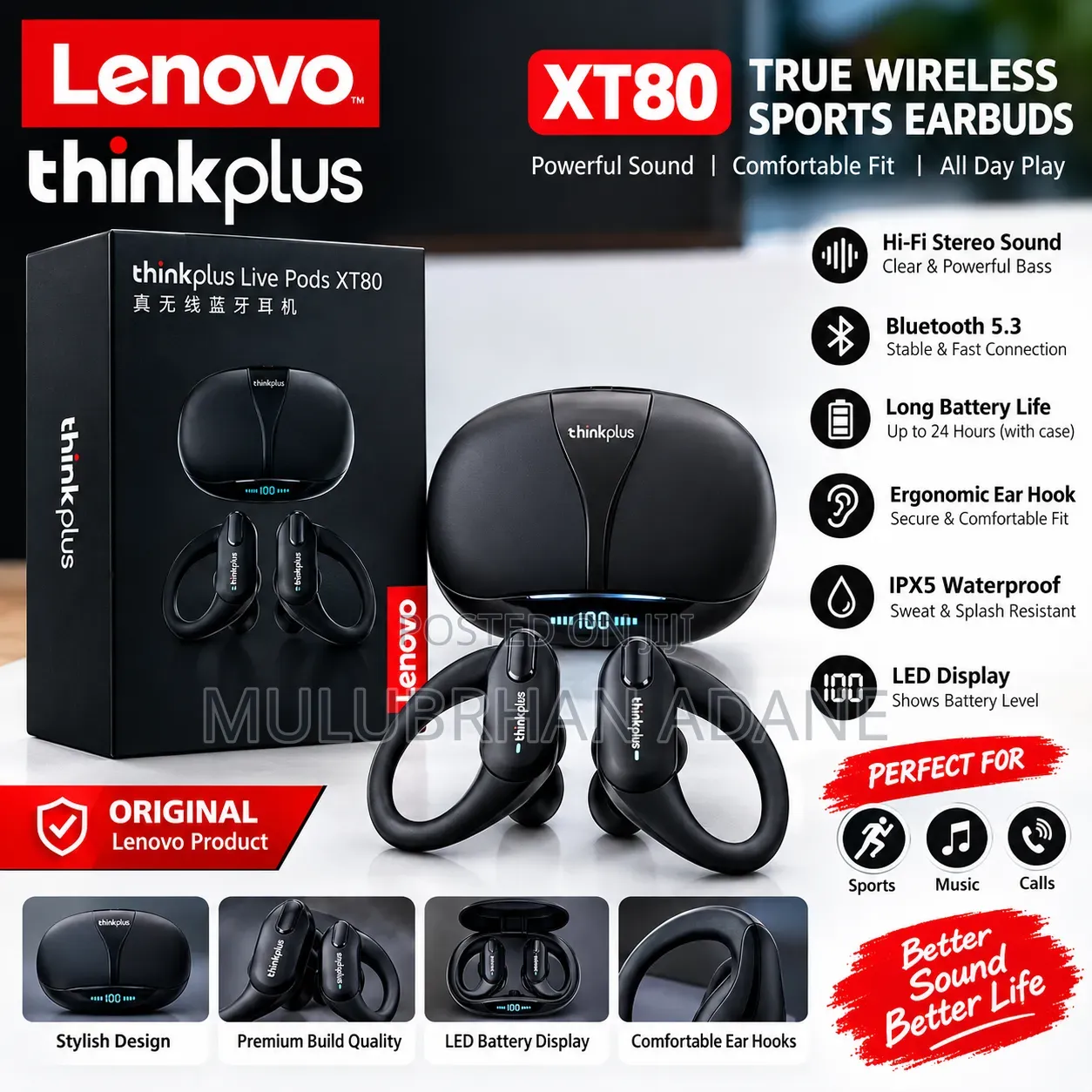 LENOVO XT80 Thinkplus TWS Earbuds Premium Sound