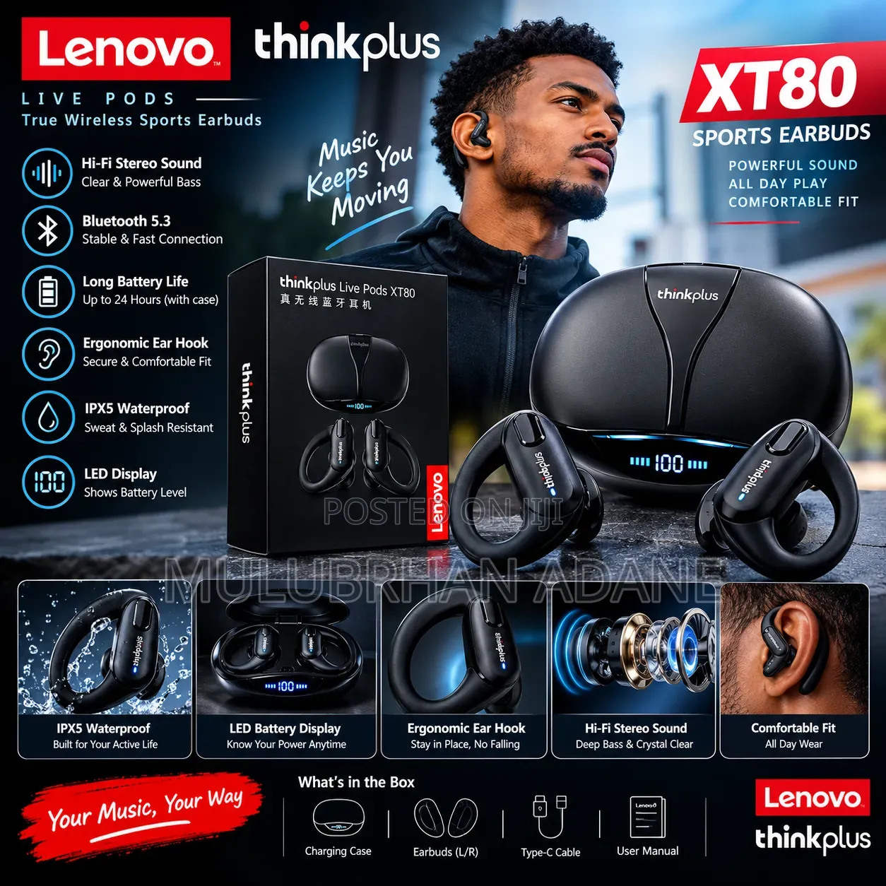 LENOVO XT80 Thinkplus TWS Earbuds Premium Sound