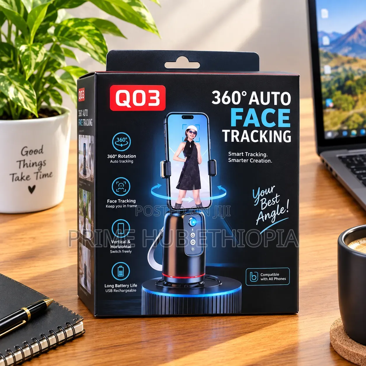 Auto Face Tracking Phone Holder and Stabilizer Q03 360°