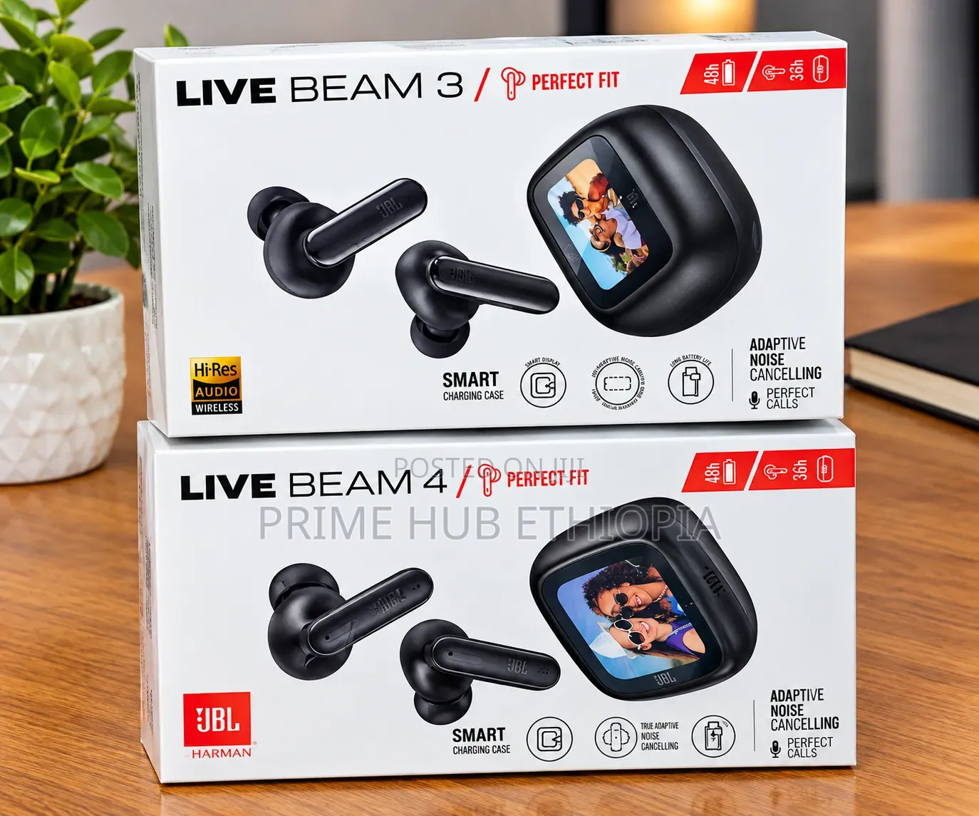 JBL Live Beam 3 and 4 True Wireless Noise-Cancelling Earbuds