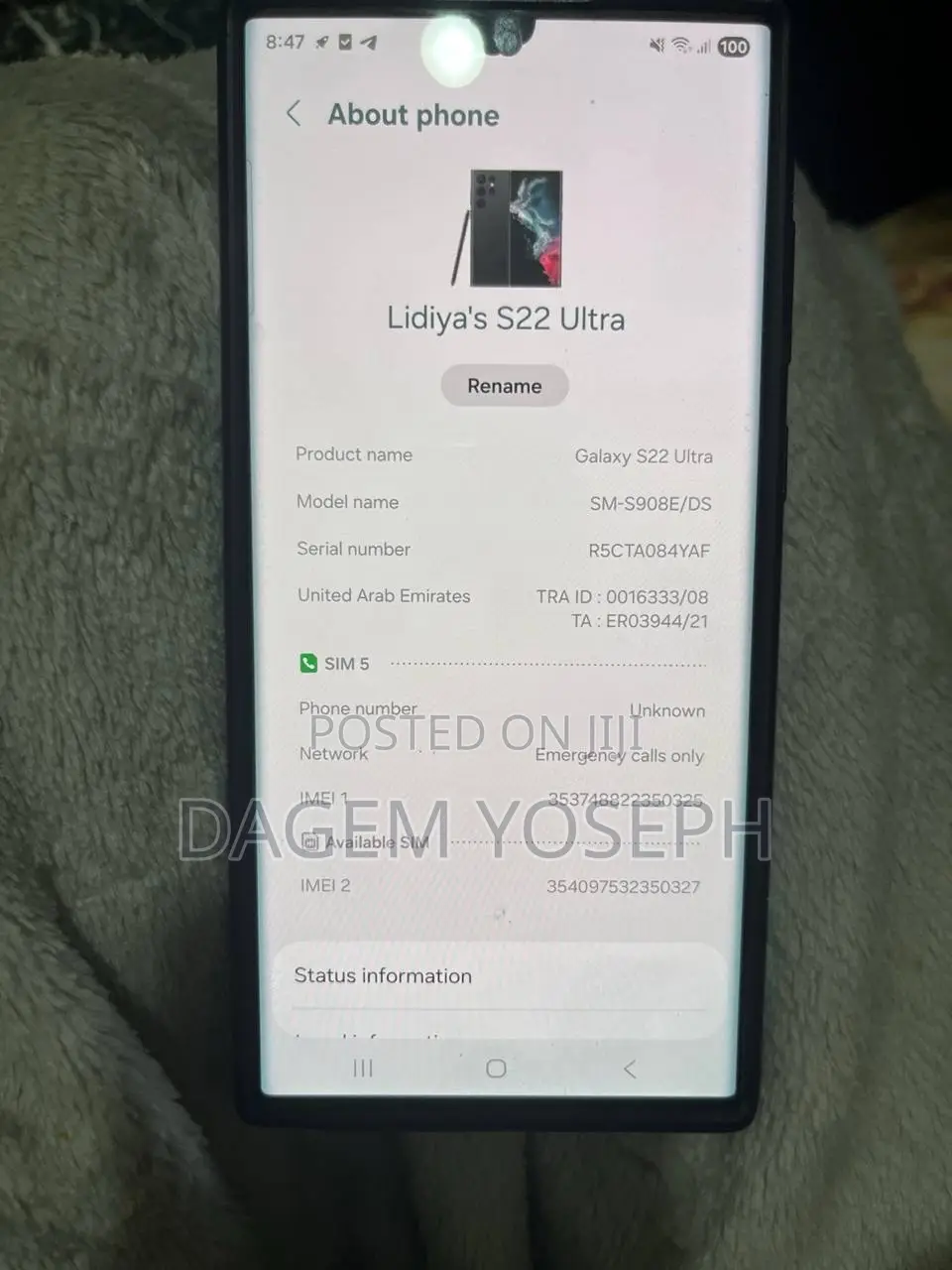 Samsung Galaxy S22 Ultra 128 GB Black