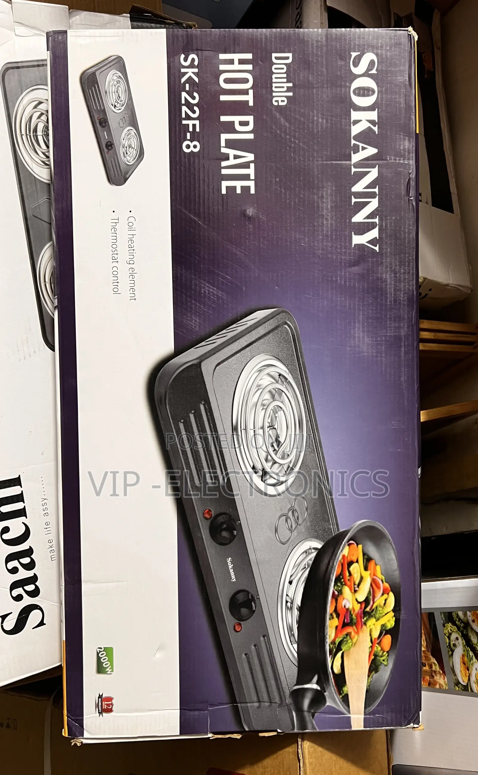 SOKANNY Electric Stove Double 2Hot Plate 2000W With Thermostat Control